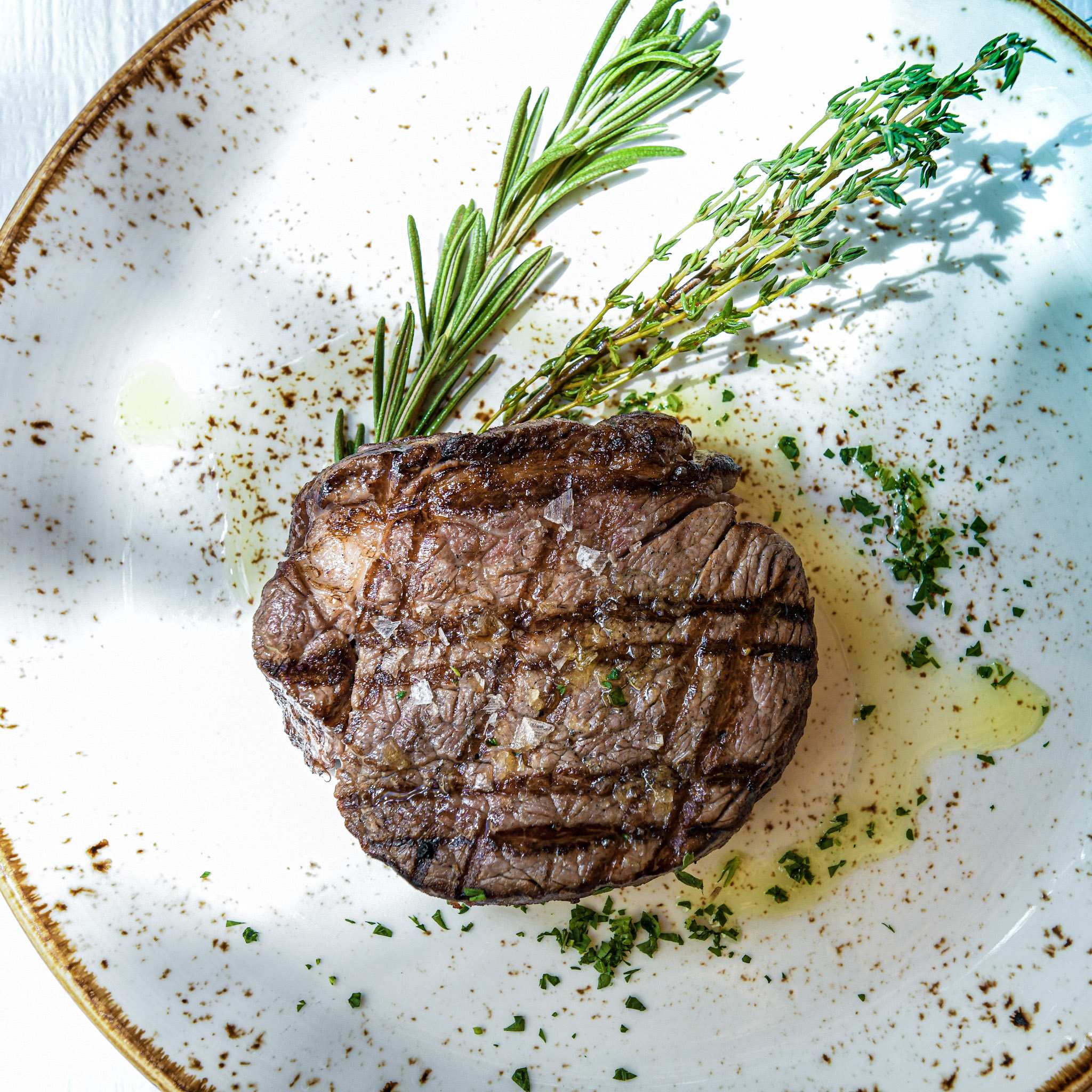 Grilled steak with mixed vegetables